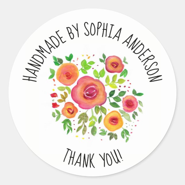Helle Blume Floral Bouquet - Danke! Runder Aufkleber (Vorderseite)