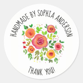 Helle Blume Floral Bouquet - Danke! Runder Aufkleber