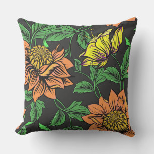 Helle Blume Pop aus schwarzem Hintergrund Kissen