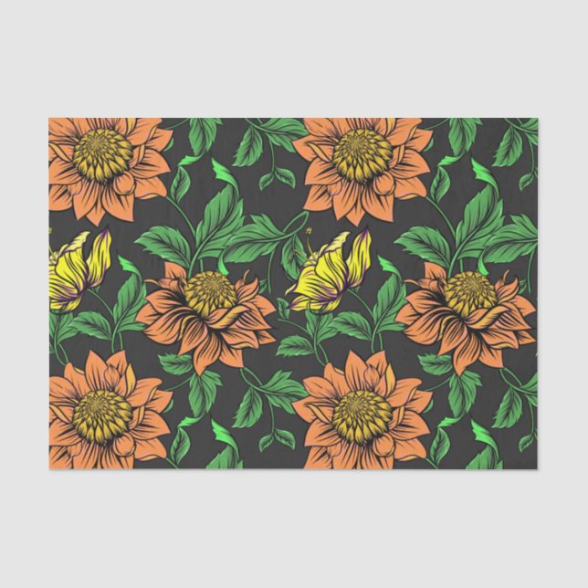 Helle Blume Pop aus schwarzem Hintergrund Seidenpapier (Vorderseite)