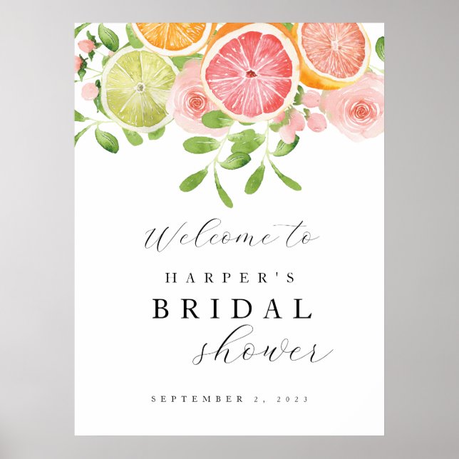 Helle Blume und Brautparty von Citrus Willkommen Poster (Vorne)