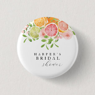 Helle Blume und Brautparty von Zitrusfrüchten Button