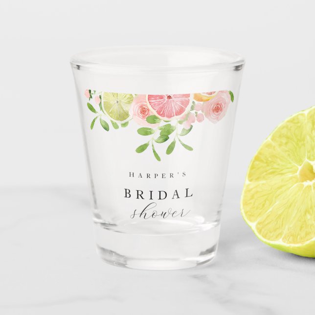 Helle Blume und Brautparty von Zitrusfrüchten Schnapsglas (Vorderseite)