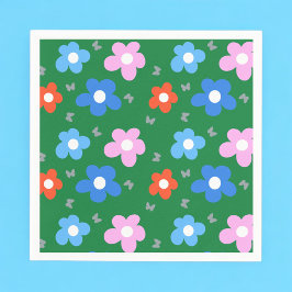 Helle Blume und Schmetterlinge Serviette