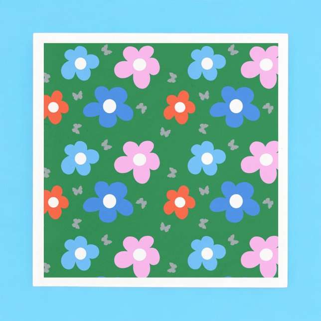 Helle Blume und Schmetterlinge Serviette (Von Creator hochgeladen)