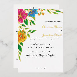 Helle Blumen Frühling Sommer Hochzeit QR-Code Folieneinladung