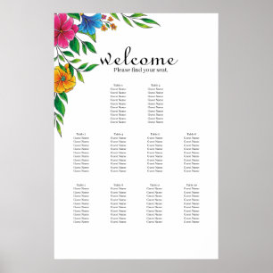 Helle Blumen Frühling Sommer Hochzeit Sitzordnung Poster