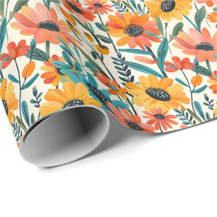 Helle Blumeneinwickelpapier Geschenkpapier