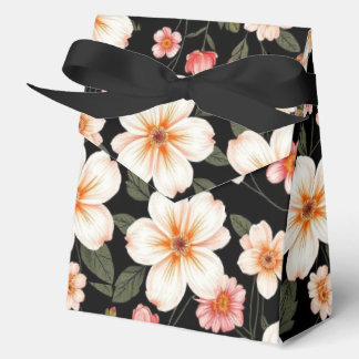 Helle Blumenelemente auf schwarzem Hintergrund Geschenkschachtel