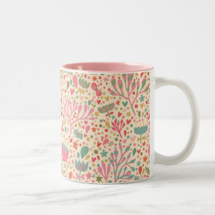 Helle Blumenelemente Zweifarbige Tasse