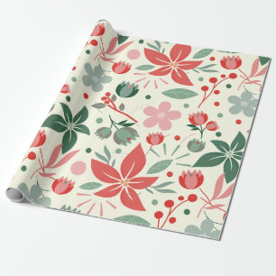 Helle Blumengestaltung mit grünen Blättern und Pun Geschenkpapier