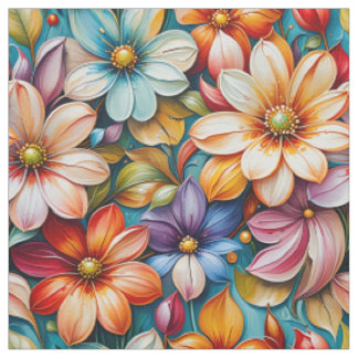 Helle Blumenstoff | Farbige botanische Blüten Stoff