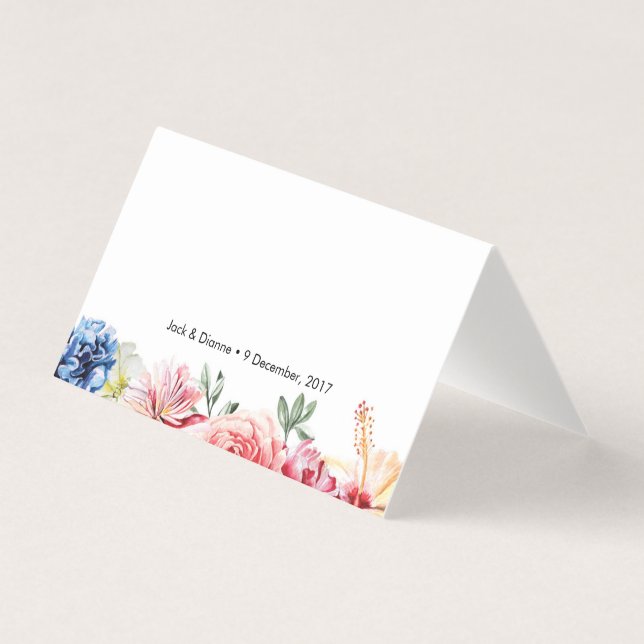 Helle Blumenzelt-Karten | Hochzeitsplatzkarten (Vorderseite)