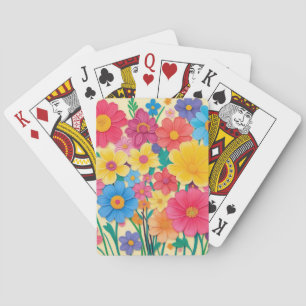 Helle Blüten in Vollfarbe Spielkarten
