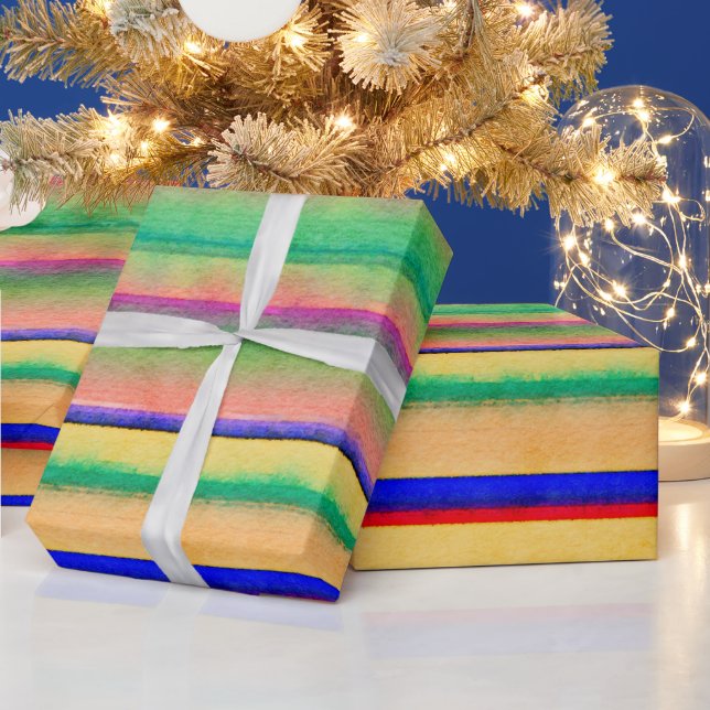 Helle Blutung Wasserfarben Streifen Papiertaschent Geschenkpapier (Feiertage)