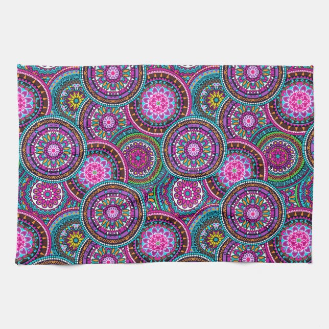 Helle bohemian Boho Hippie Chic Muster Handtuch (Horizontal)
