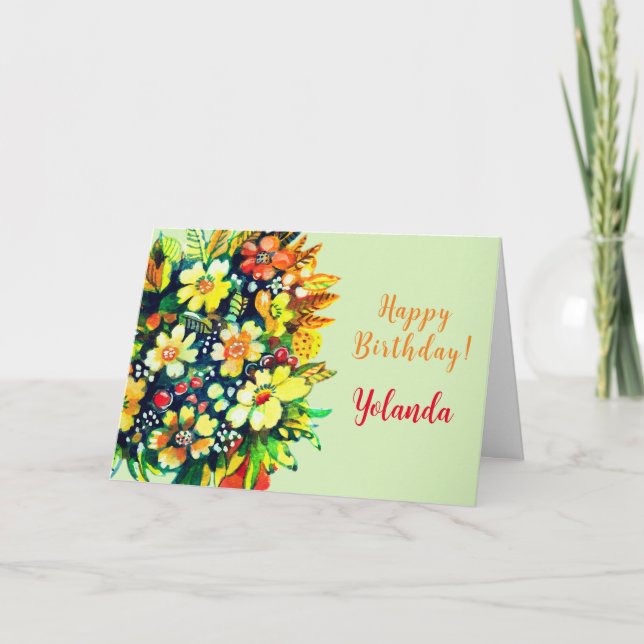 Helle bunt Blume Flat Holiday Card Karte (Vorderseite)