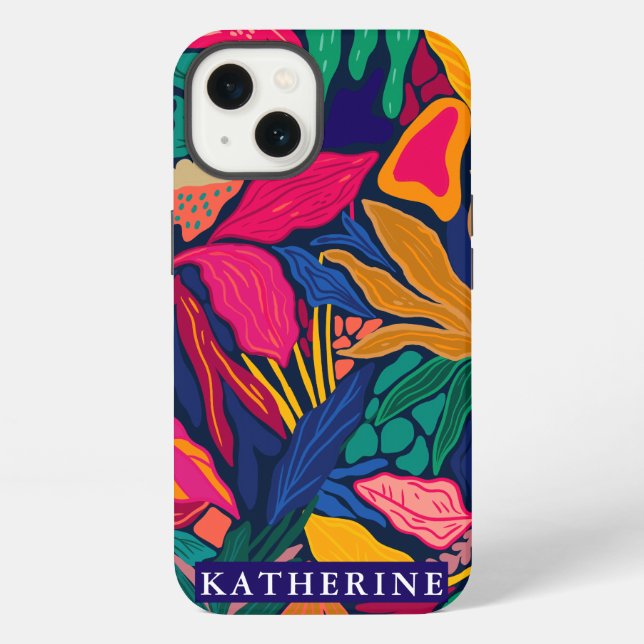 Helle bunte abstrakte Blumen | Trendige Mädchenhaf iPhone Hülle (Rückseite)