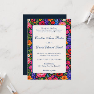 Helle bunte Blumen auf schwarzem Hintergrund Einladung