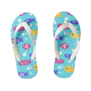 Helle bunte Cartoon-Fisch-Muster Blau Kinderbadesandalen
