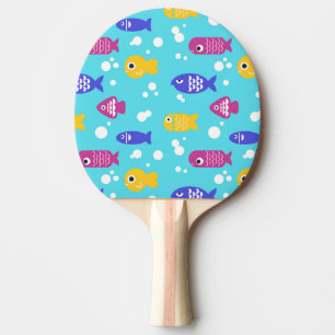 Helle bunte Cartoon-Fisch-Muster Blau Tischtennis Schläger