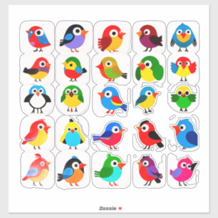 Helle bunte Cartoon-Vögel-Set für Dekoration Aufkleber