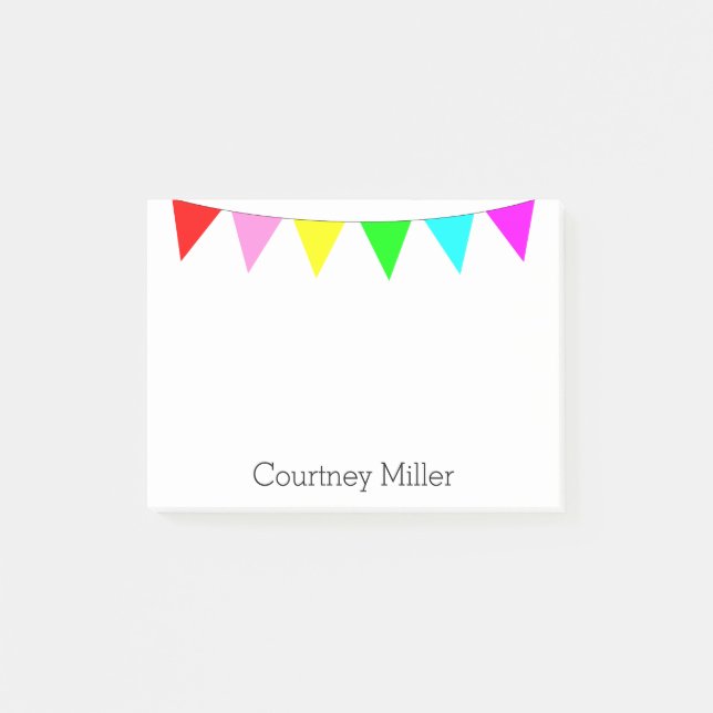Helle bunte Fahnen-Flaggen mit Ihrem Namen Post-it Klebezettel (Vorderseite)
