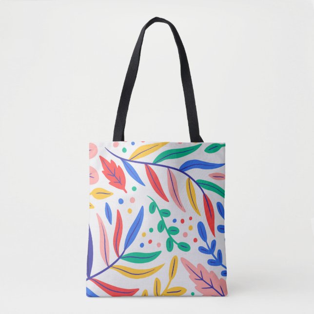 Helle bunte Hand gezeichnetes Blätter Tasche (Vorderseite)