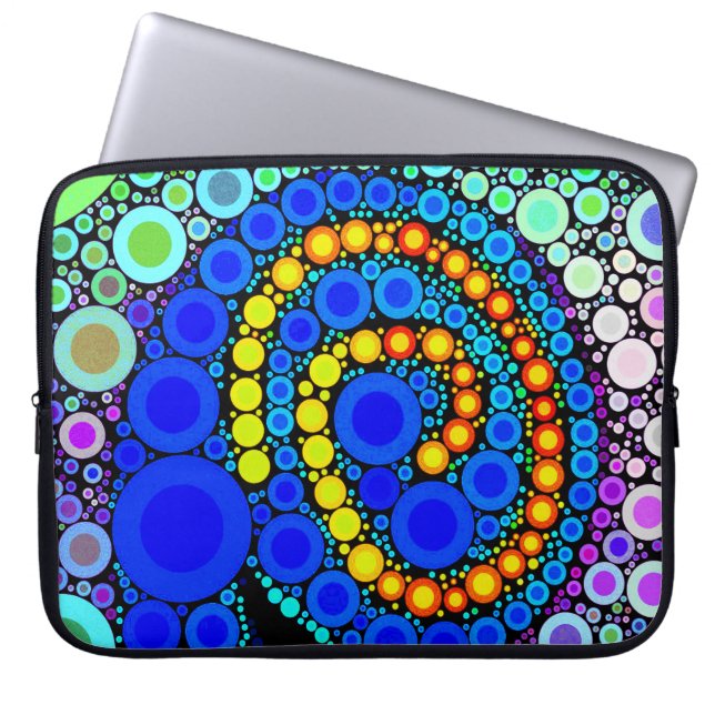 Helle bunte konzentrische Kreis-Strudel-Pop-Kunst Laptopschutzhülle (Vorderseite)