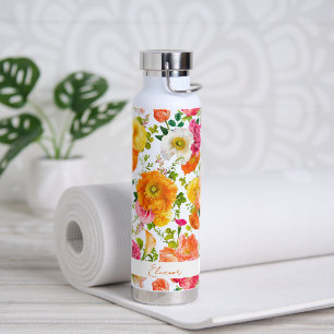 Helle Bunte Mohnblumen Florale Personalisierte Trinkflasche