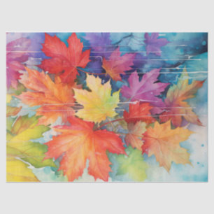 Helle, bunte Regenbogen-Herbstblätter-Decoupage Seidenpapier