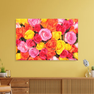 Helle Bunte Rosen Muster Floraler Hintergrund Leinwanddruck