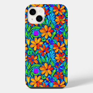 Helle bunte Volkskunstblumen iPhone 14 Plus Hülle