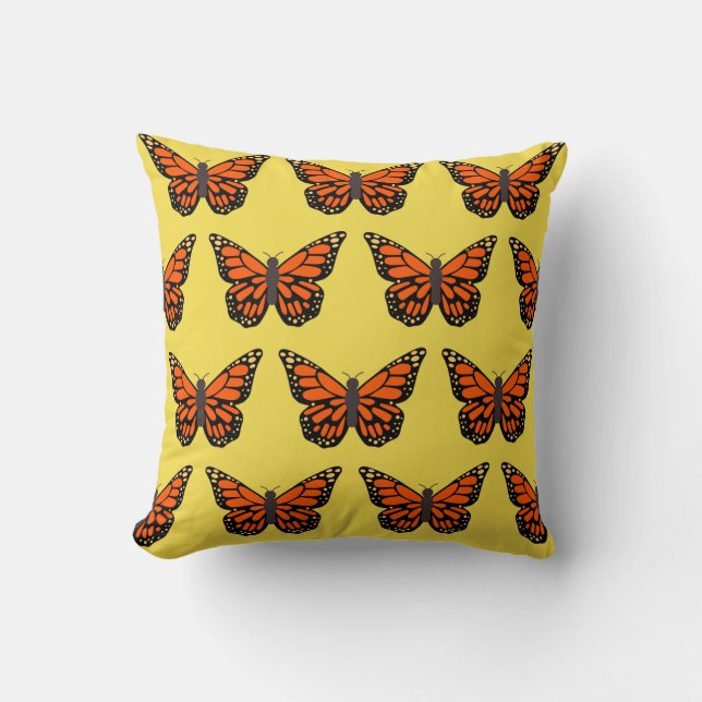 Helle Butterfly Yellow Orange Hübsch Kissen (Vorderseite)