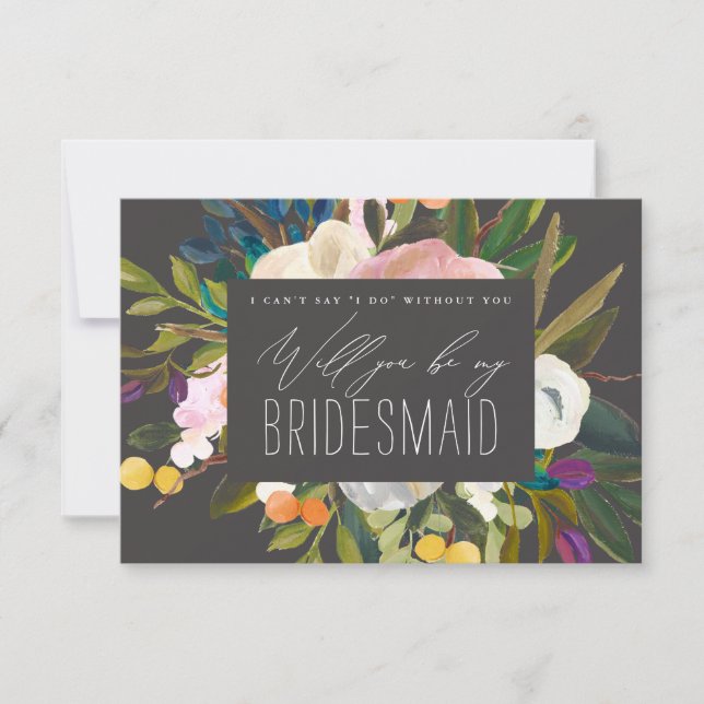 Helle Citrus-Blume Werden Sie meine Bridesmaid sei Einladung (Vorderseite)