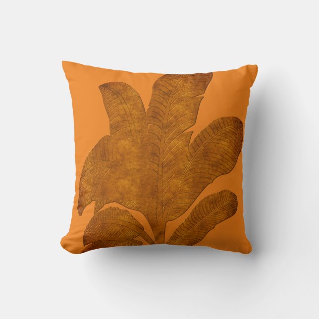 Helle Copper Look Banana-Blätter Kissen (Vorderseite)