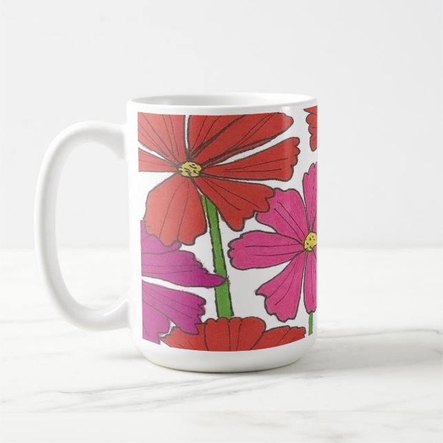 Helle Cosmos Blumendruck Kaffeetasse (Links)