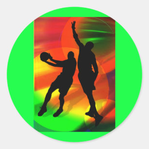 Helle Court Lights und Basketball Duo Runder Aufkleber