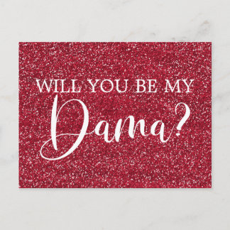 Helle Cranberry Glitzer Quinceanera Dama Vorschlag Einladungspostkarte