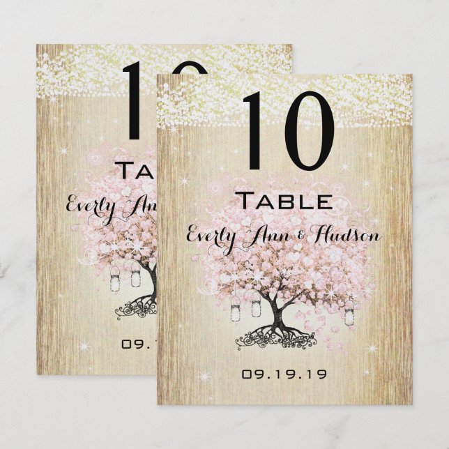 Helle Dogwood Heart Leaf Tree Tischnummer (Vorne/Hinten)