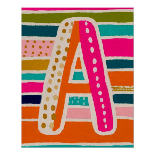 Helle Dopamin-Dekor-Monogramm-Buchstabe A Poster (Vorderseite)