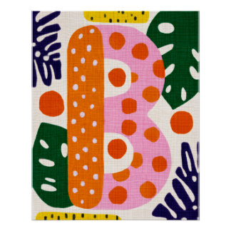 Helle Dopamin-Dekor-Monogramm-Buchstabe B Poster