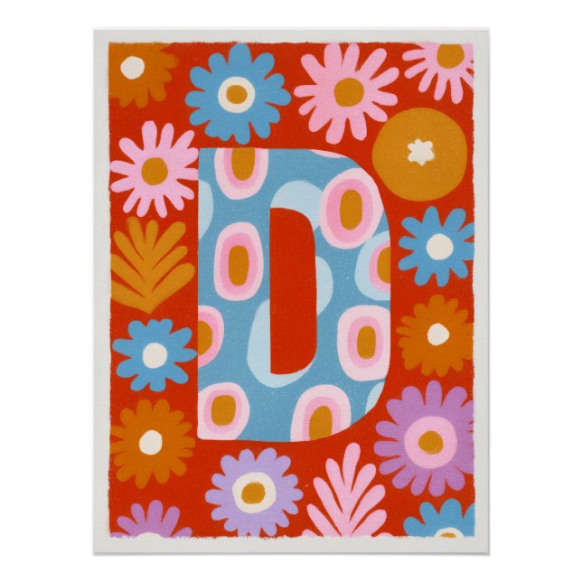 Helle Dopamin-Dekor-Monogramm-Buchstabe D Poster (Vorderseite)