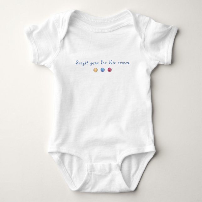 "Helle Edelsteine für Seine Krone" Gesang, blauer  Baby Strampler (Vorderseite)