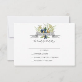 Helle Eiche und blaue Blumen Hochzeitsstiftung RSV RSVP Karte