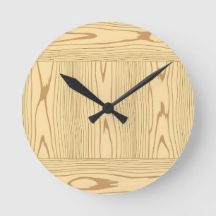 Helle Eichenholzmaserung Textur Minimalistisch Runde Wanduhr