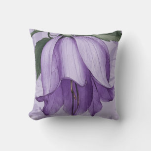 Helle, elegante Aquarellfarbe lila Glocke Blume#4 Kissen