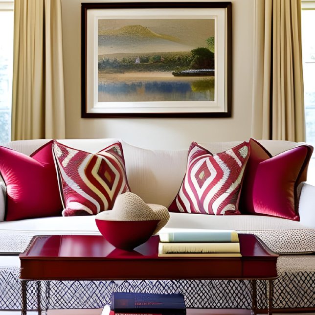 Helle Elegante Rot und White Star Kissen (Von Creator hochgeladen)