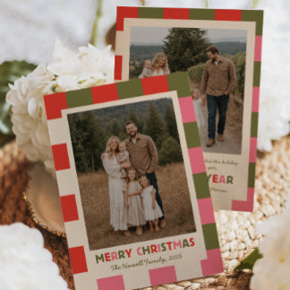 Helle Familienfoto-Weihnachtskarte Feiertagskarte