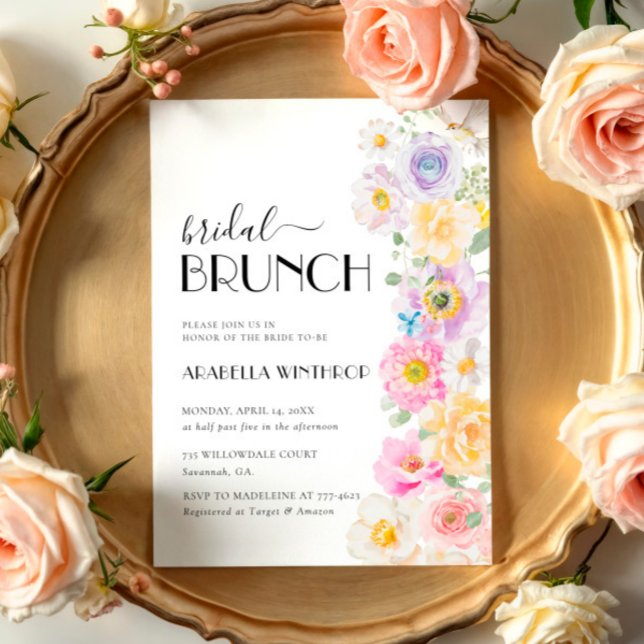 Helle Farben Blumengarten Bridal Brunch Einladung (Von Creator hochgeladen)